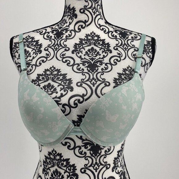 Jessica Simpson Light Blue Butterfly Print Push-Up Bra 34B - Picture 2 of 9